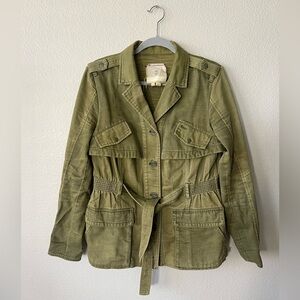 HEI HEI Anthropologie Ruffleback Military Green Jacket Women’s Size M